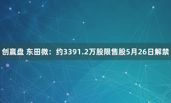 创赢盘 东田微：约3391.2万股限售股5月26日解禁